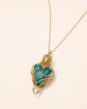 Vision-Nes Chrysocolla Pendant — Gold