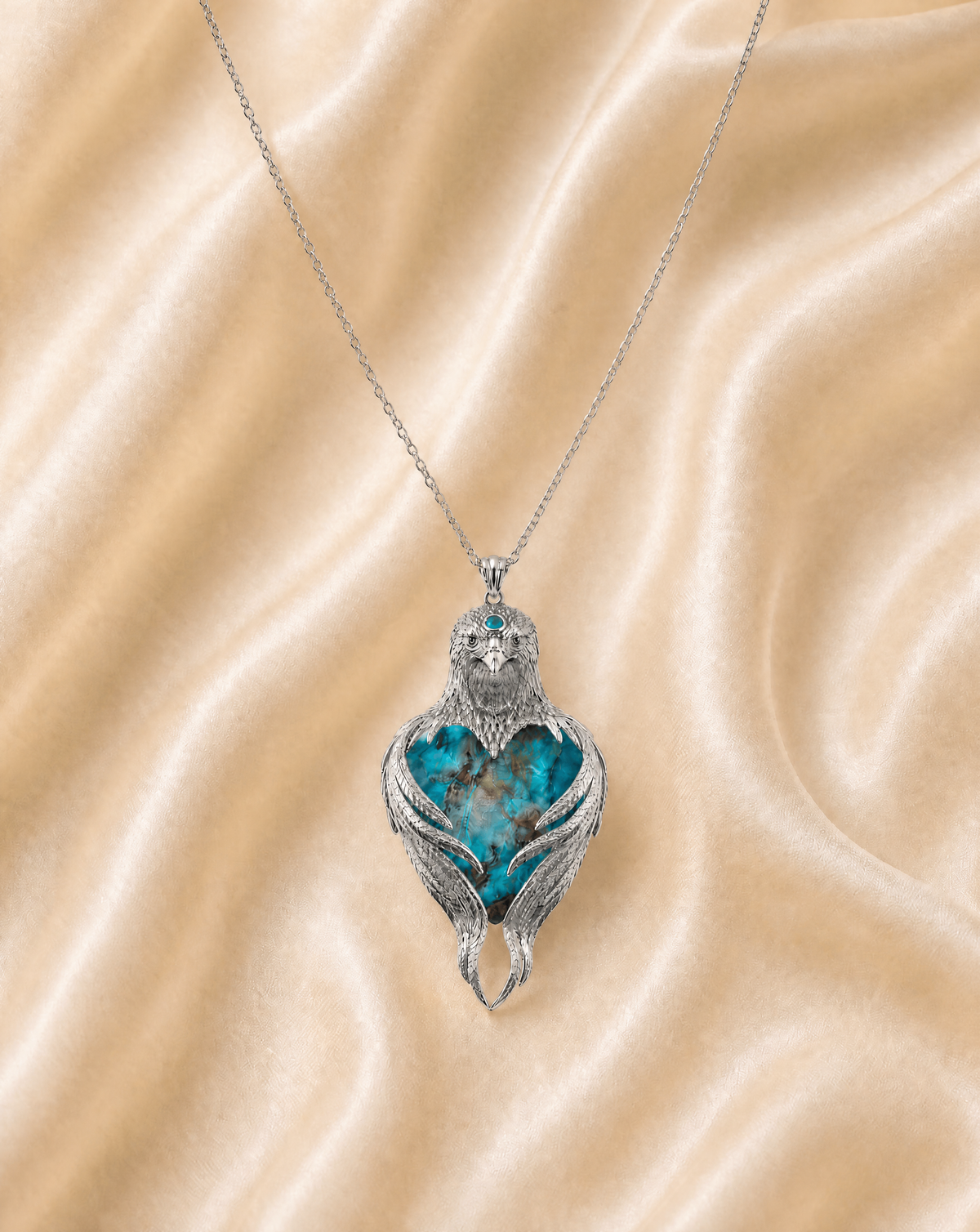 Vision-Nes Chrysocolla Pendant — Silver