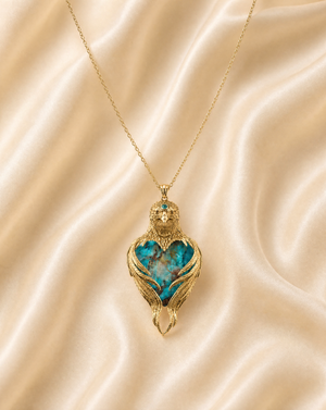 Vision-Nes Chrysocolla Pendant — Gold