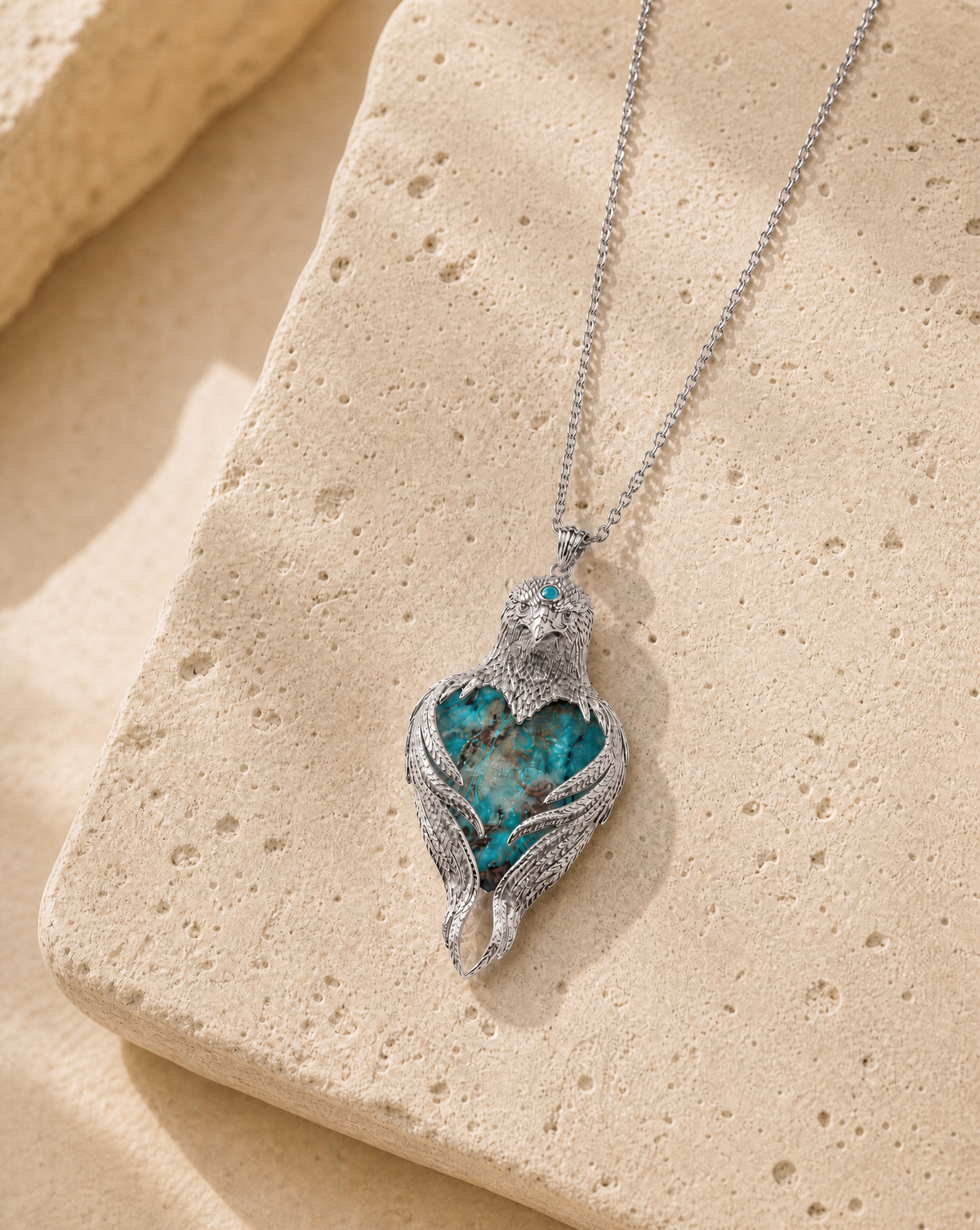 Vision-Nes Chrysocolla Pendant — Silver