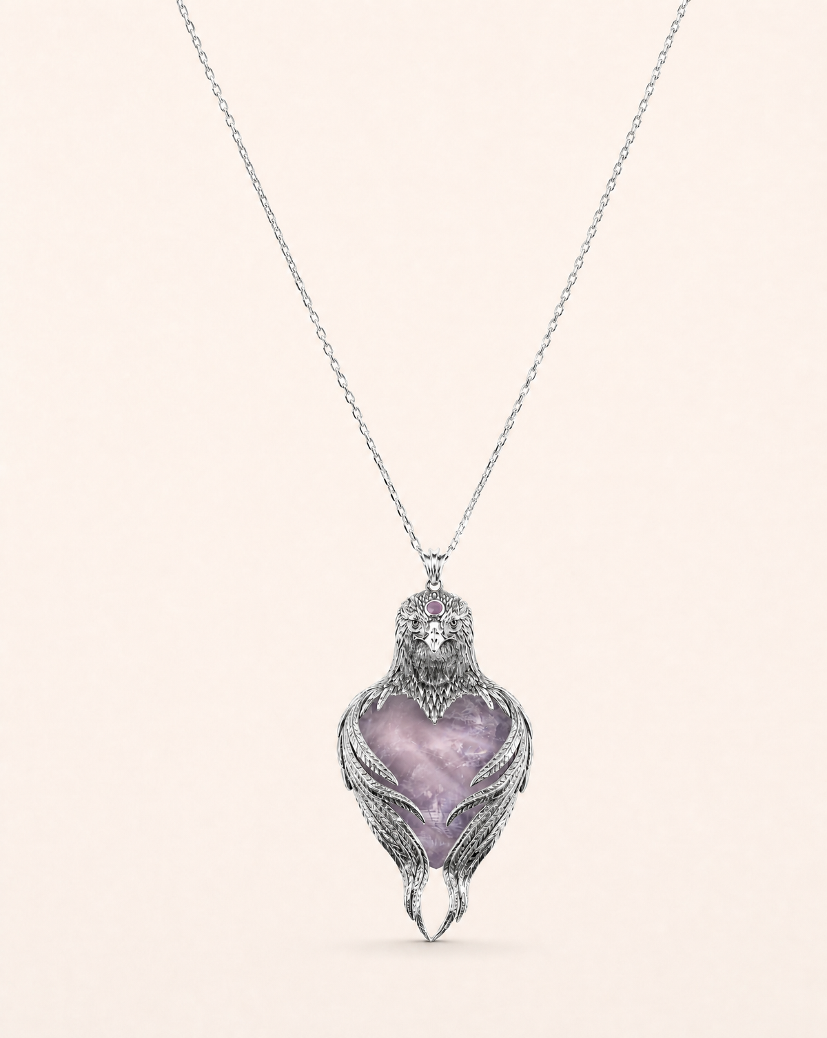 Vision-Nes Rose Quartz Pendant — Silver