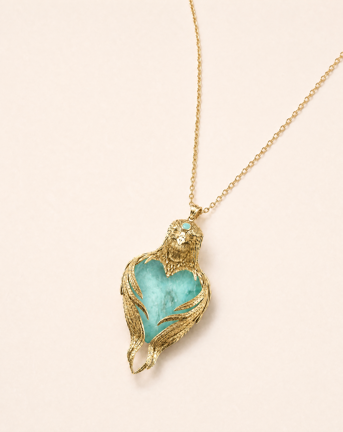 Vision-Nes Turquoise Pendant — Gold