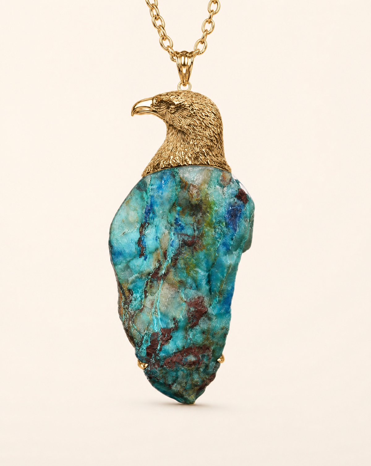 The Visionary Chrysocolla Pendant — Gold