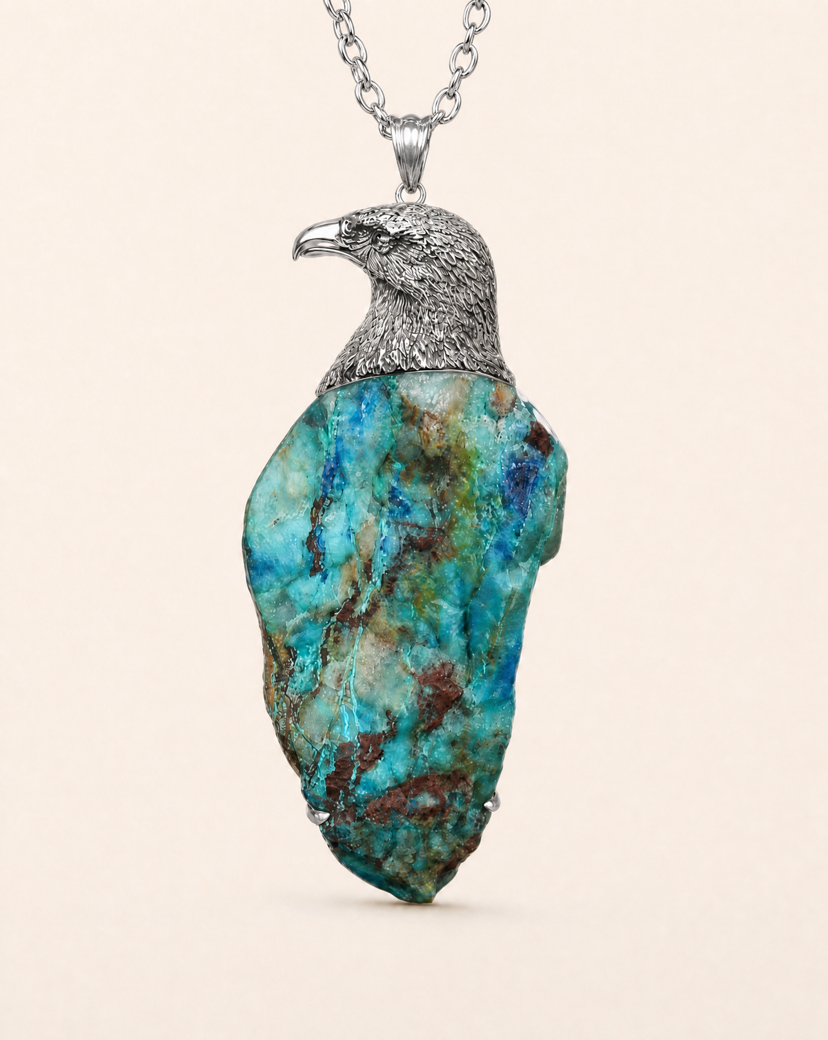 The Visionary Chrysocolla Pendant — Silver