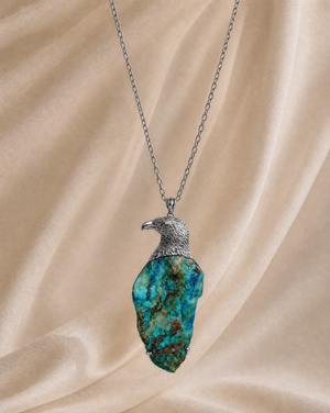 The Visionary Chrysocolla Pendant — Silver