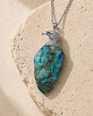 The Visionary Chrysocolla Pendant — Silver