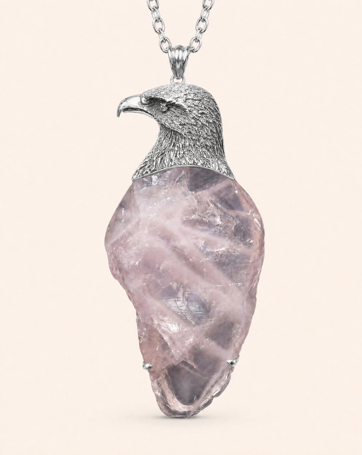 The Visionary Rose Quartz Pendant — Silver