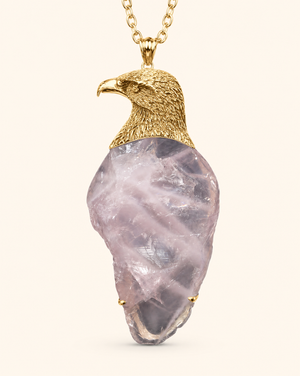 The Visionary Rose Quartz Pendant — Gold