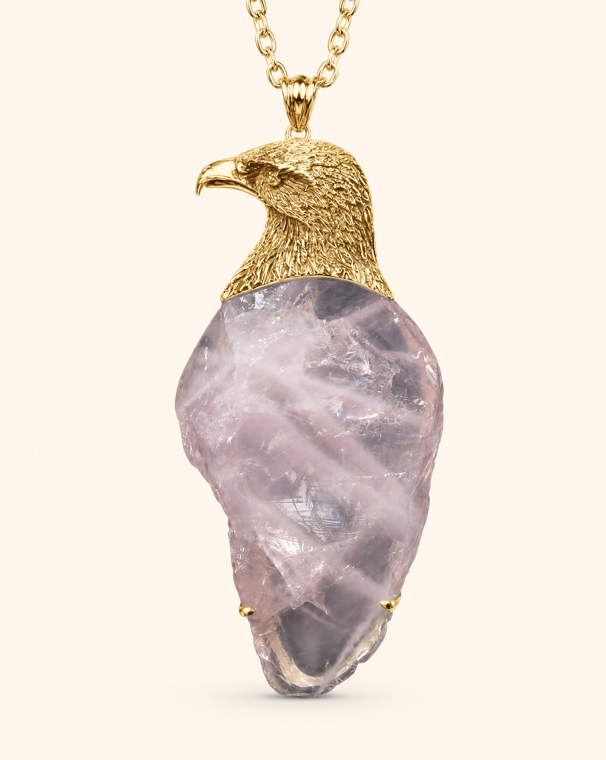 The Visionary Rose Quartz Pendant — Gold