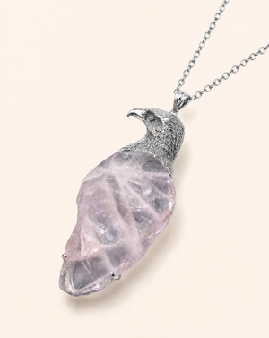 The Visionary Rose Quartz Pendant — Silver