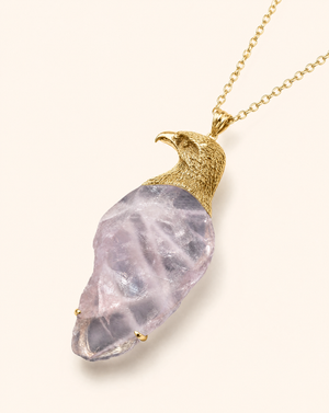 The Visionary Rose Quartz Pendant — Gold