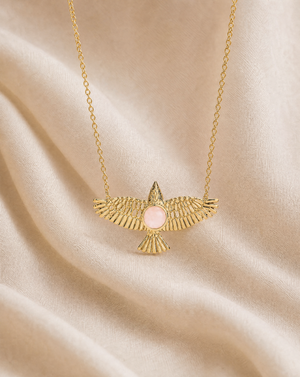 The DreamWeaver Rose Quartz Pendant — Gold