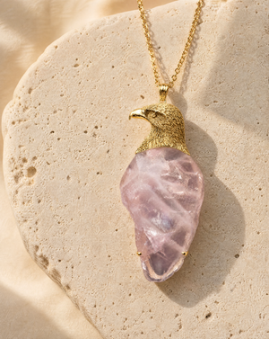 The Visionary Rose Quartz Pendant — Gold