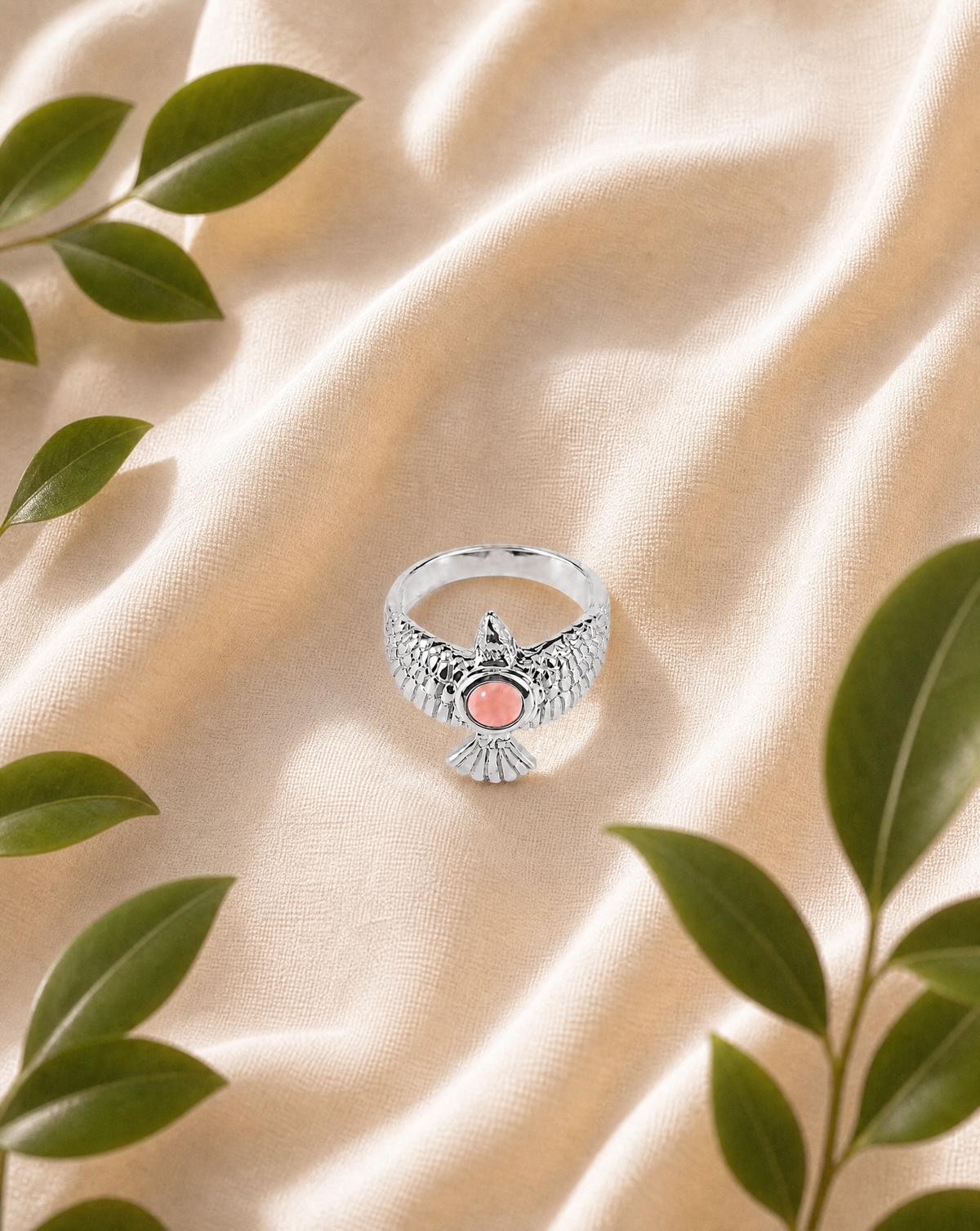 DreamWeaver Rose Quartz Ring, Silver