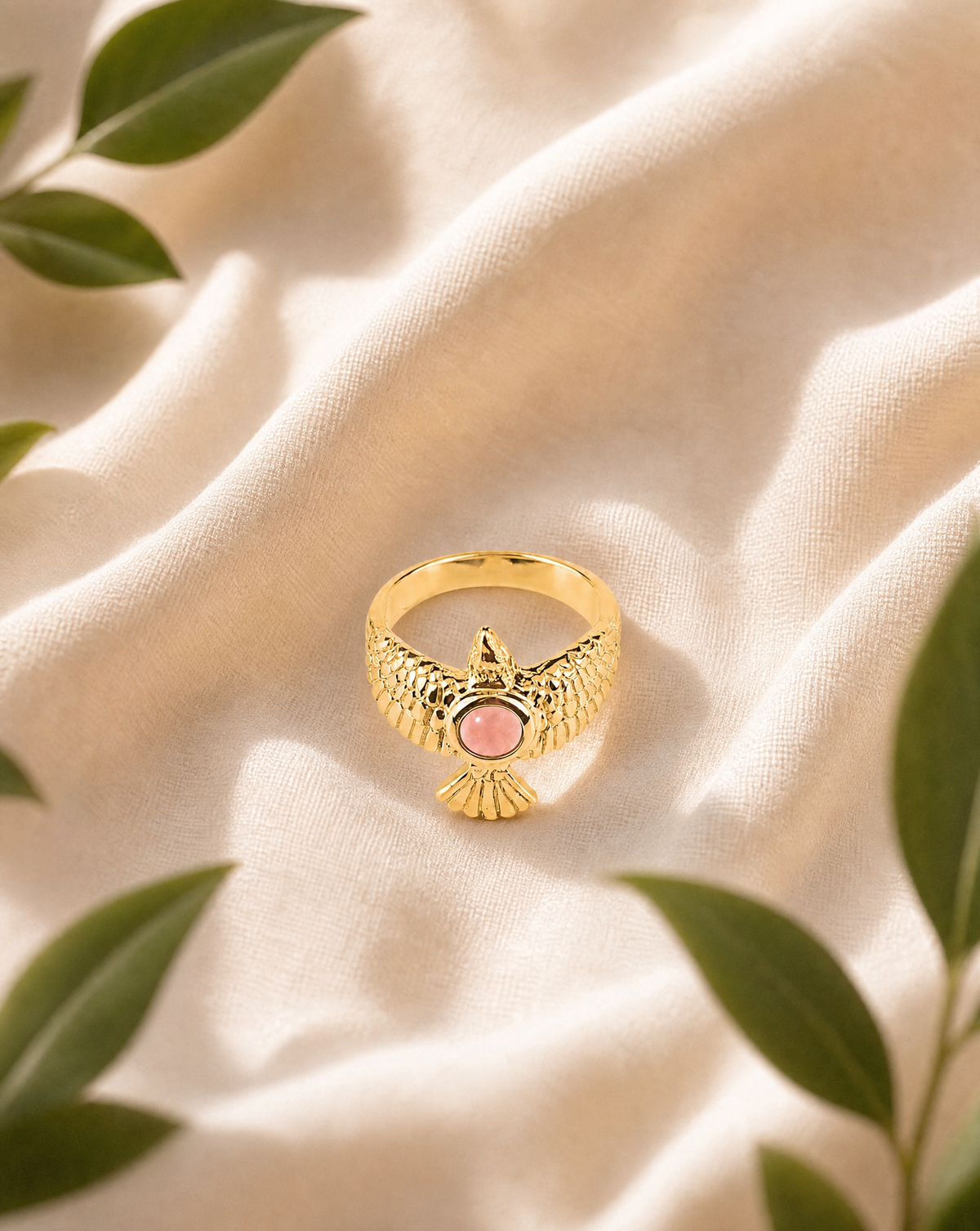 DreamWeaver Rose Quartz Ring, Gold