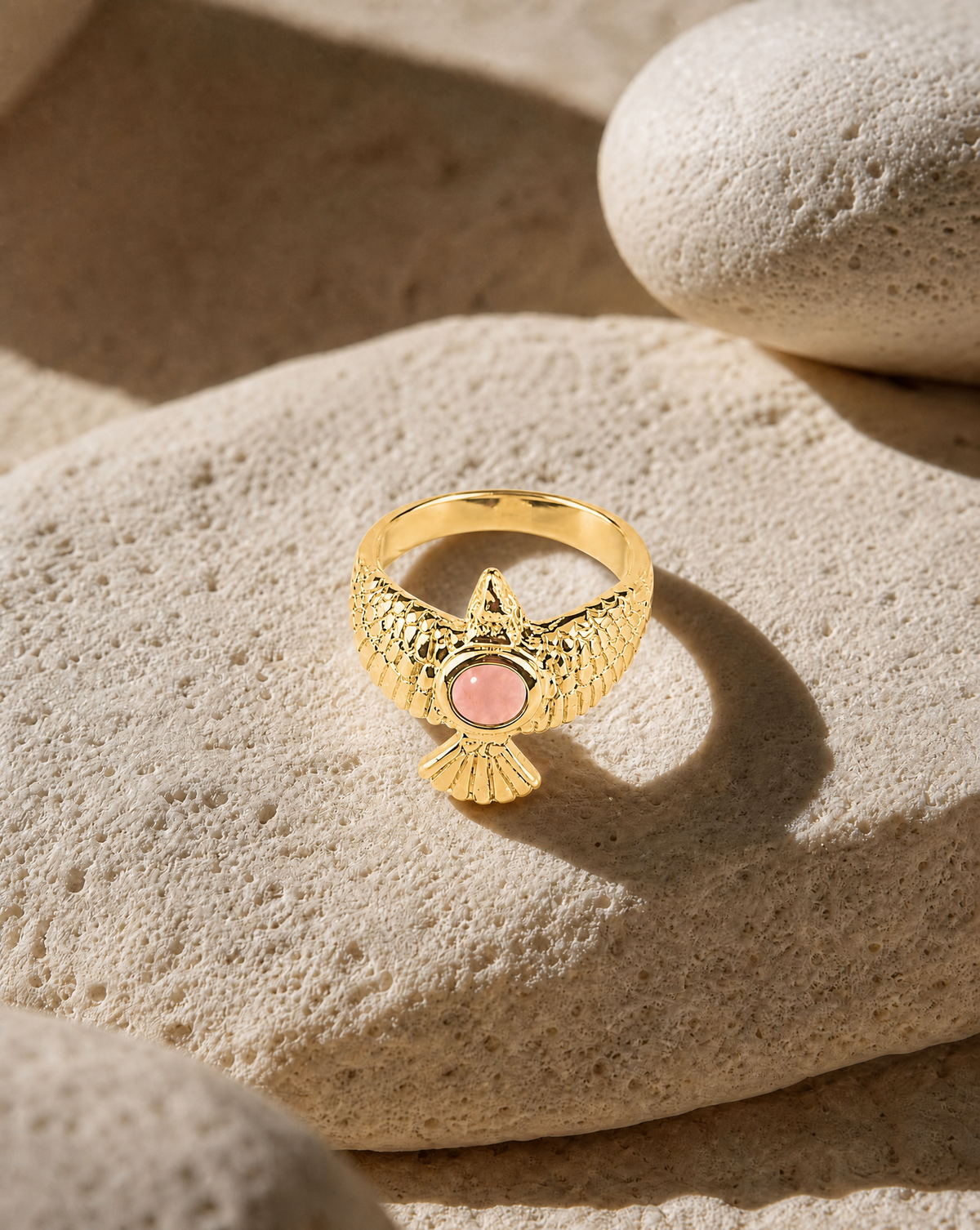 DreamWeaver Rose Quartz Ring, Gold