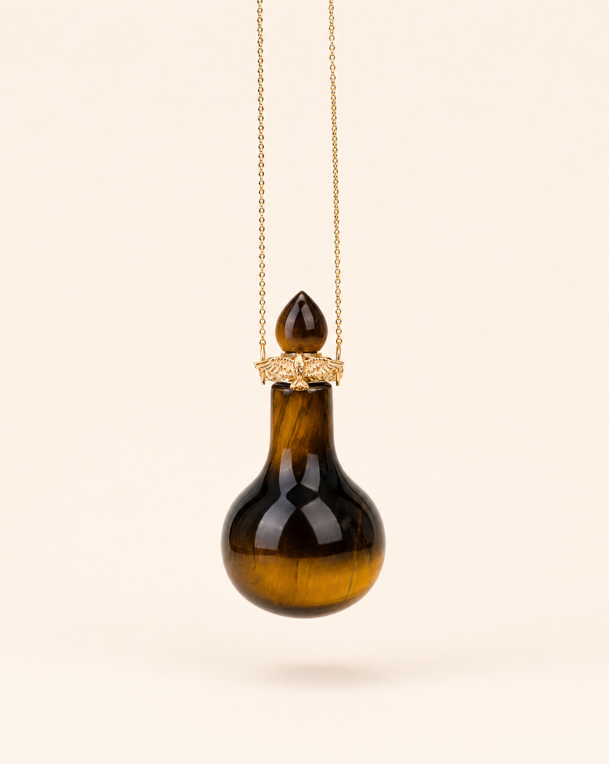 DreamWeaver Potion Bottle Tiger's Eye Pendant — Gold-1