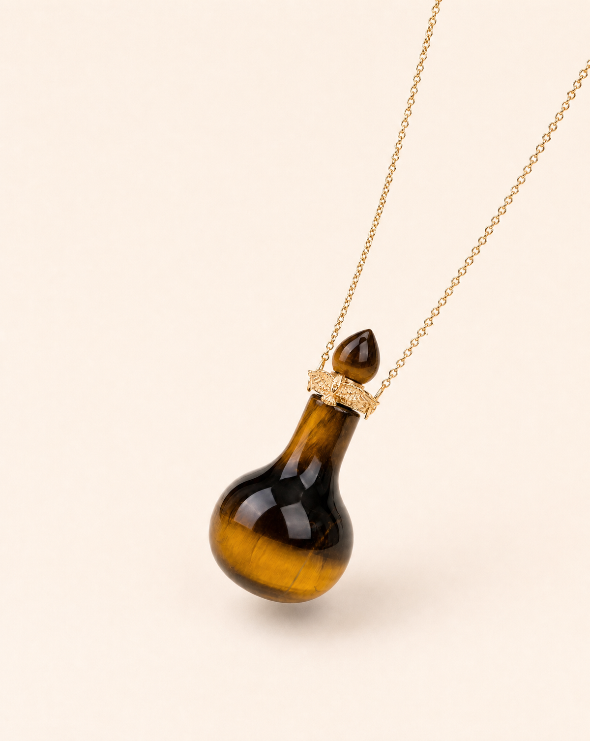 DreamWeaver Potion Bottle Tiger's Eye Pendant — Gold-2