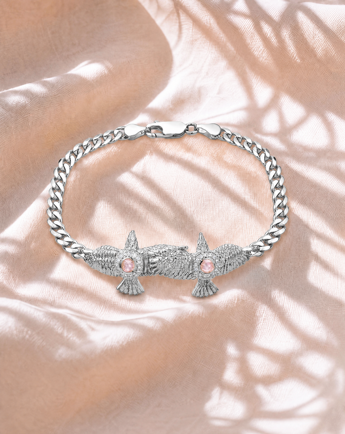 Wing2Wing Rose Quartz Bracelet — Silver