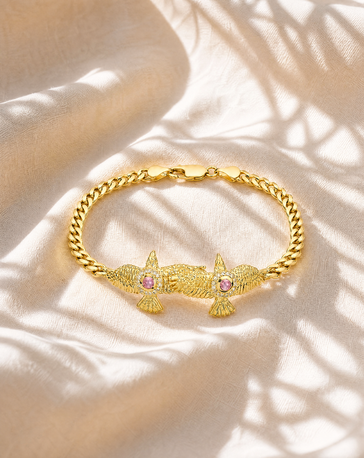 Wing2Wing Rose Quartz Bracelet — Gold