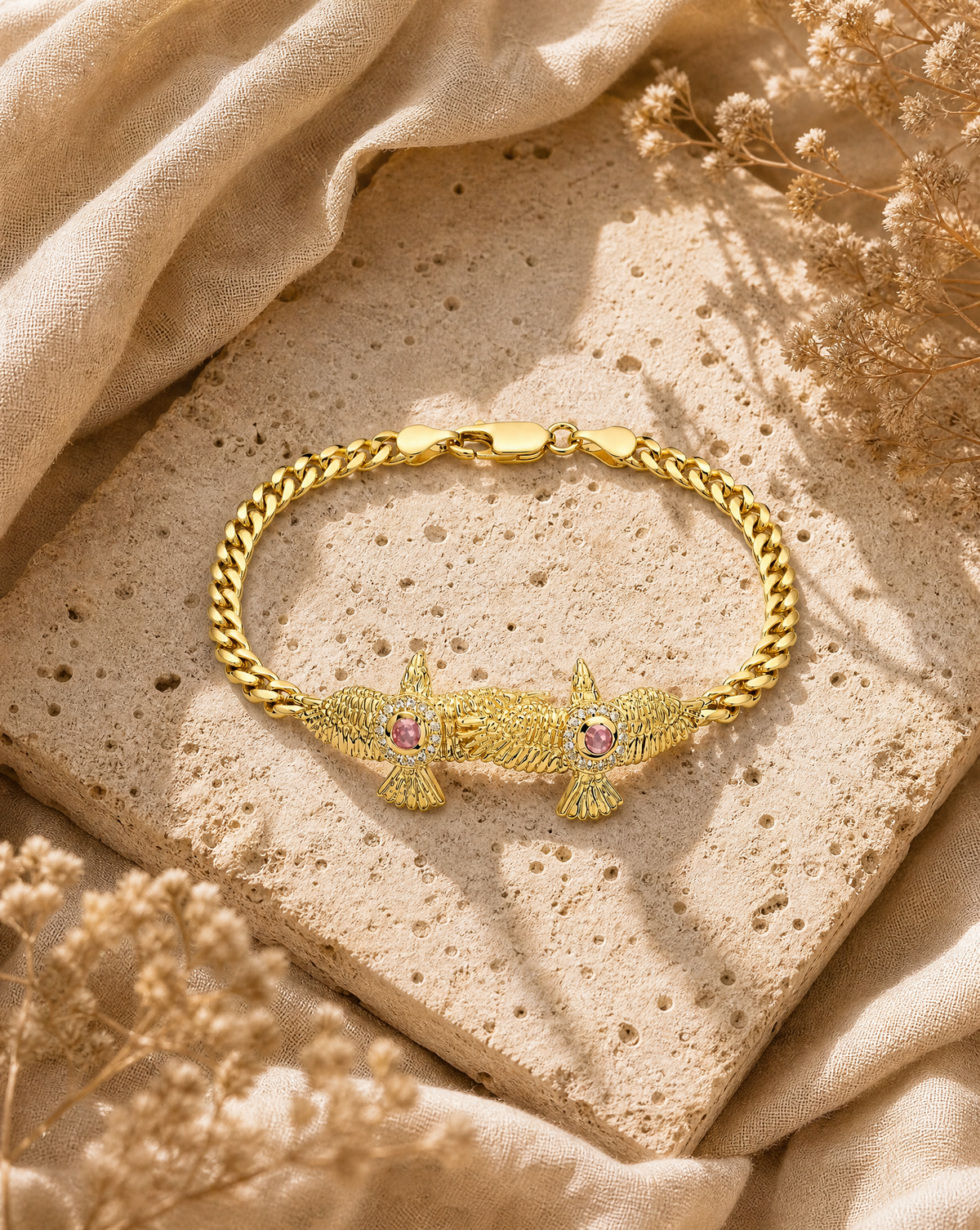 Wing2Wing Rose Quartz Bracelet — Gold
