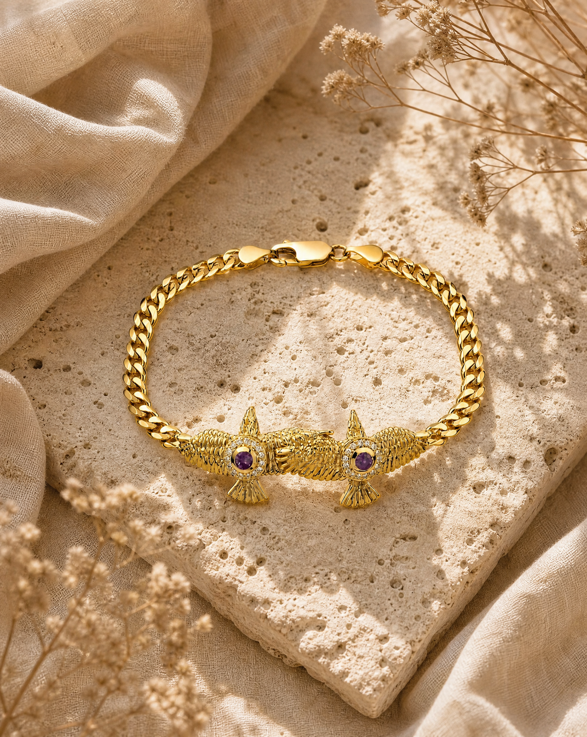 Wing2Wing Amethyst Bracelet — Gold
