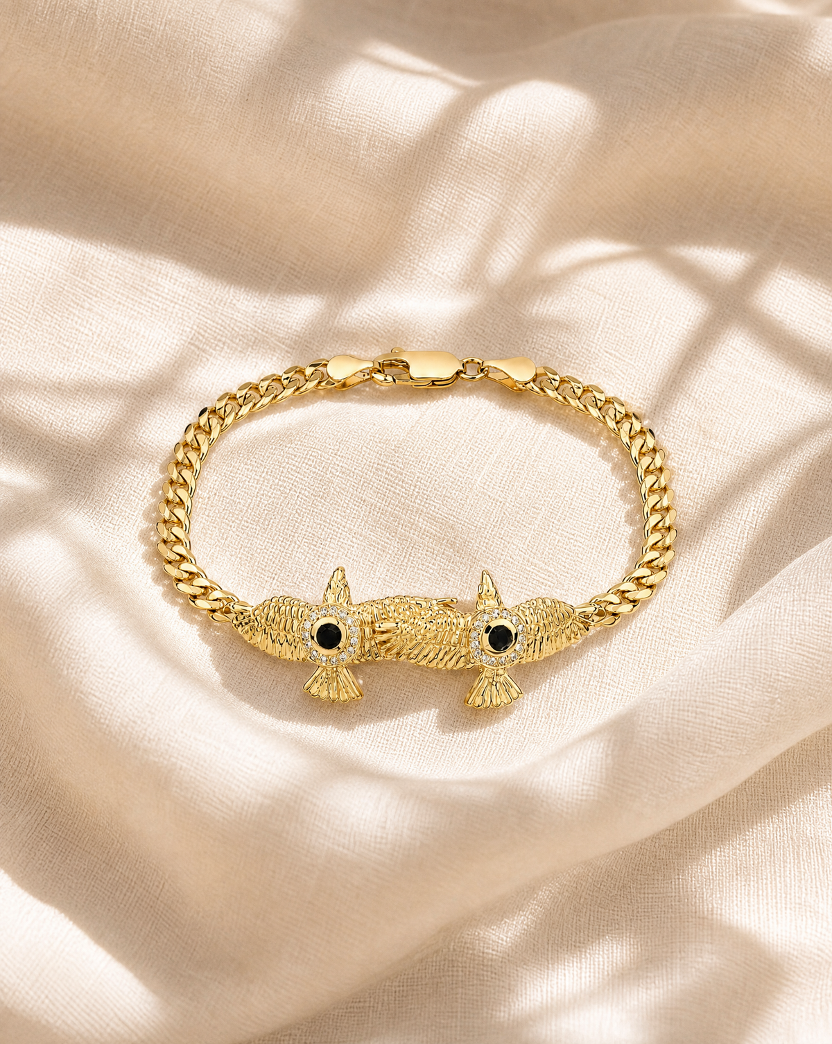 Wing2Wing Black Tourmaline Bracelet — Gold