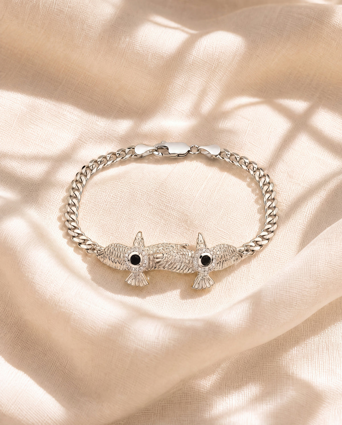 Wing2Wing Black Tourmaline Bracelet — Silver