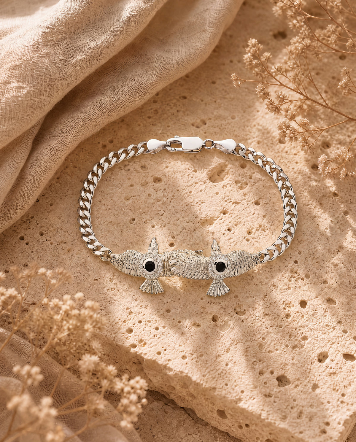 Wing2Wing Black Tourmaline Bracelet — Silver