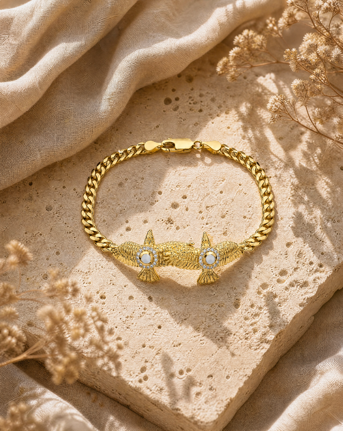 Wing2Wing Clear Quartz Bracelet — Gold