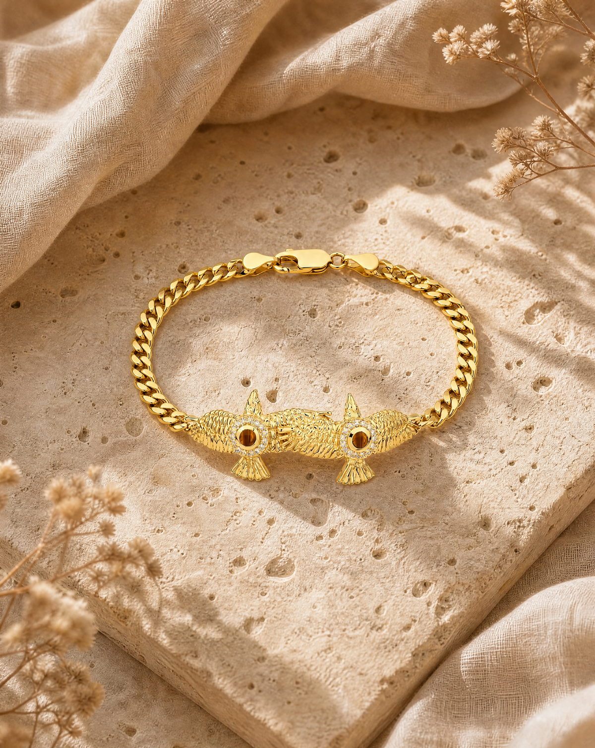 Wing2Wing Tiger's Eye Bracelet — Gold