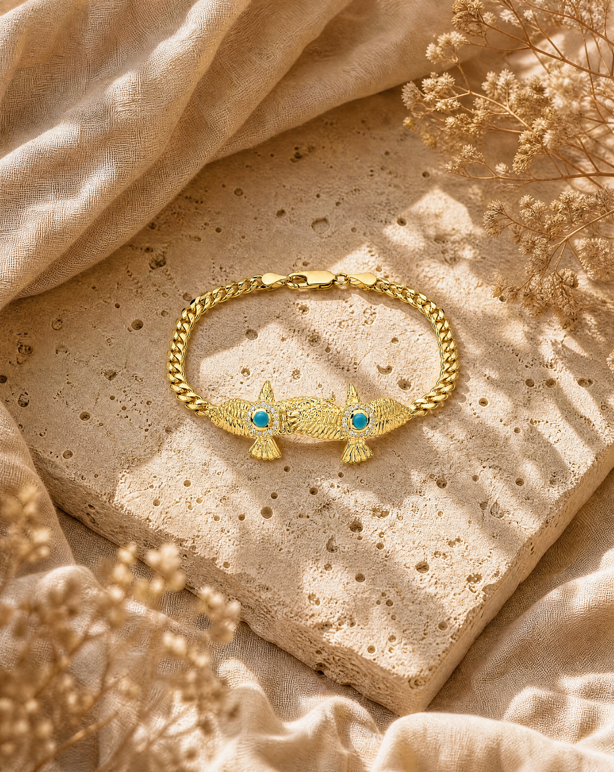 Wing2Wing Turquoise Bracelet — Gold